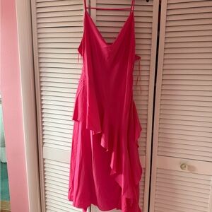 Women's Hot Pink Ruffle Slip Dress